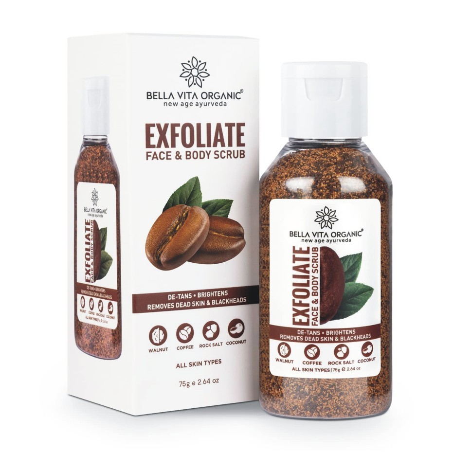 Bella vita organic Coffee Face & Body Scrub For Skin Brightening De-Tan Ayurveda, Exfoliate Knees, Elbows, Face, Scalp, Arms Etc Scrub  (75 g)