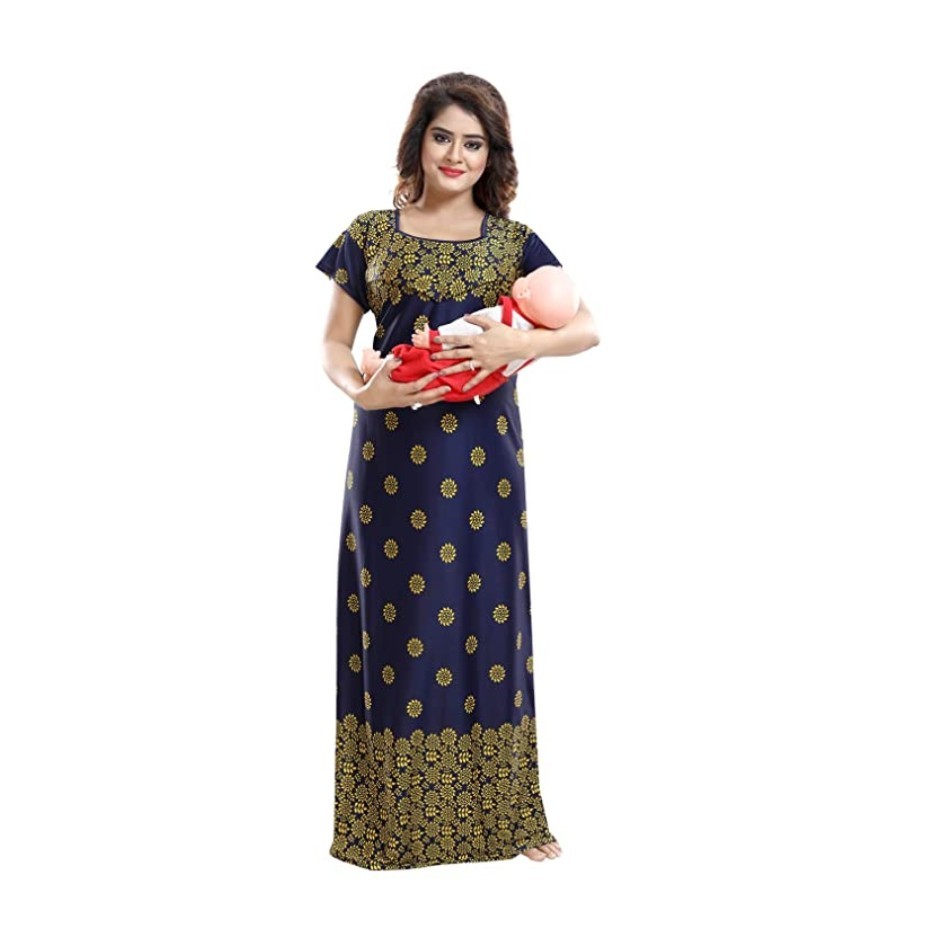 Fabme Women's Satin Maternity Night Dress