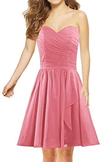 ANTS Women's Sweetheart Short Bridesmaid Dresses Chiffon Party Dress