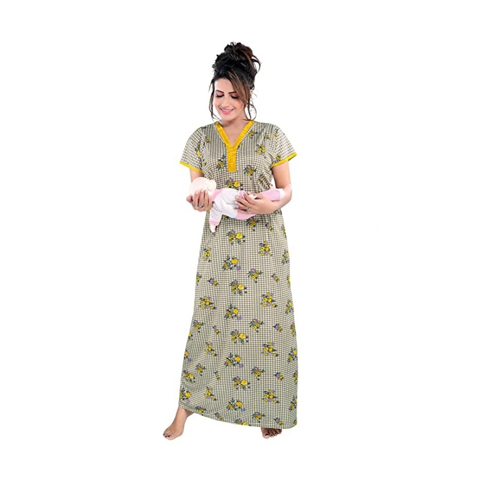TUCUTE Women's Sarina Printed Maxi Maternity/Nursing Nighty