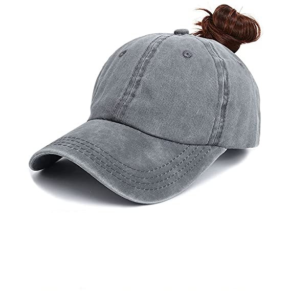 PALAY® Womens Baseball Cap Vintage Style Cap for Women Adjustable Plain Cap Friendly to Women with Ponytail High Bun Ponytail Baseball Cap Hat