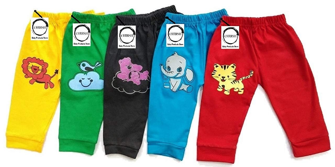 Jack's Star Kids Soft Cotton Trackpants Lowers Pajama for Infants Toddler Boys and Girls with Bottom Ribs (Pack of 6)