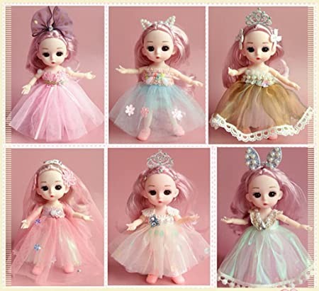 DSR Doll Set Movable Joints Makeup Cute Doll Set-15CM (Pack of 2) Multi Design (Multi Color)- (Small Doll (Pack of 2)-15CM)
