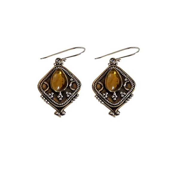 Silver Planets 92.5-925 Sterling Silver Trquoise,Peridot,Labradorite,Citrien Stone Fashion Traditional Latest Ethnic Earring for Women and Girls