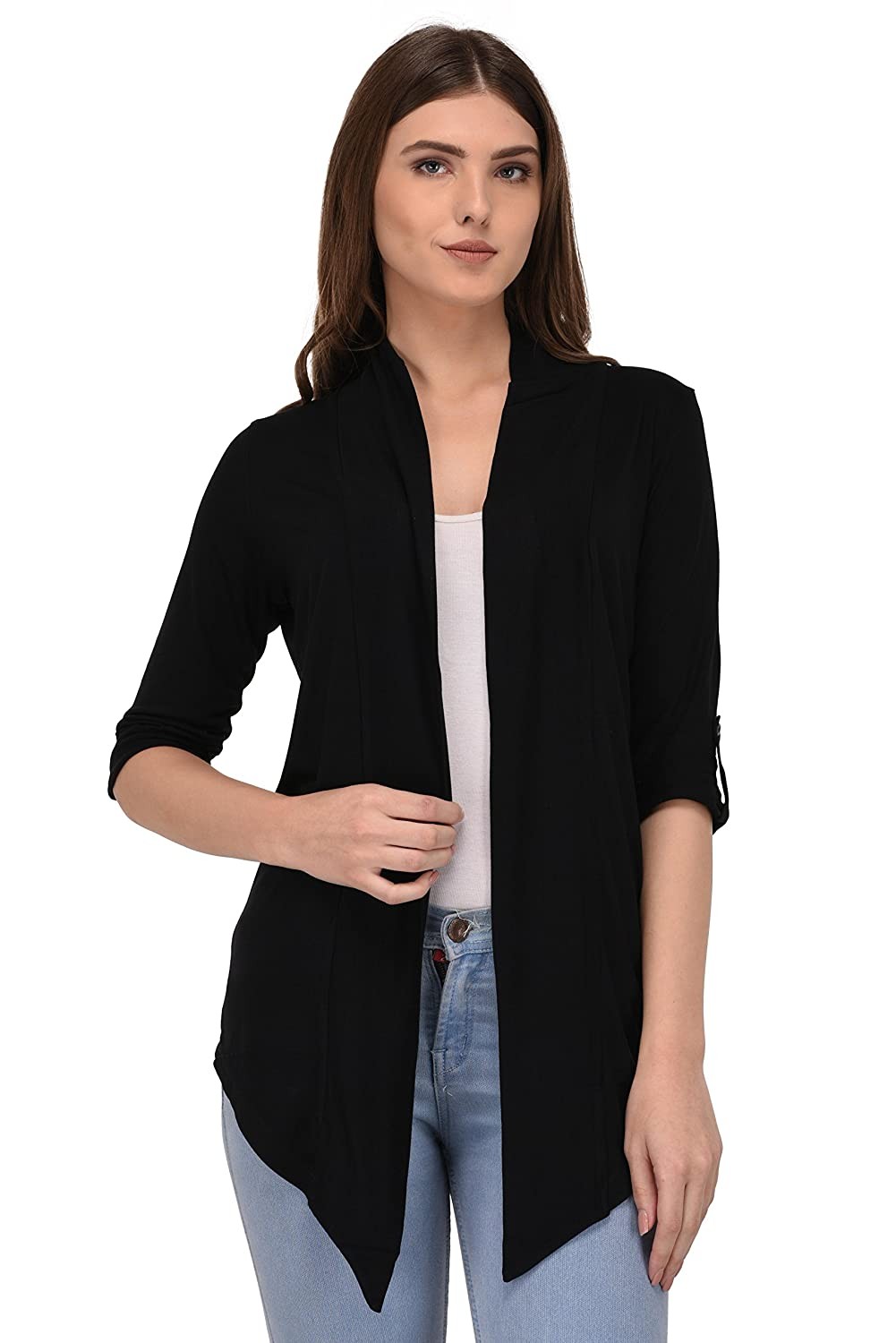 ESPRESSO Women's 100% Viscose Waterfall Shrugs with Button Foldable Sleeve
