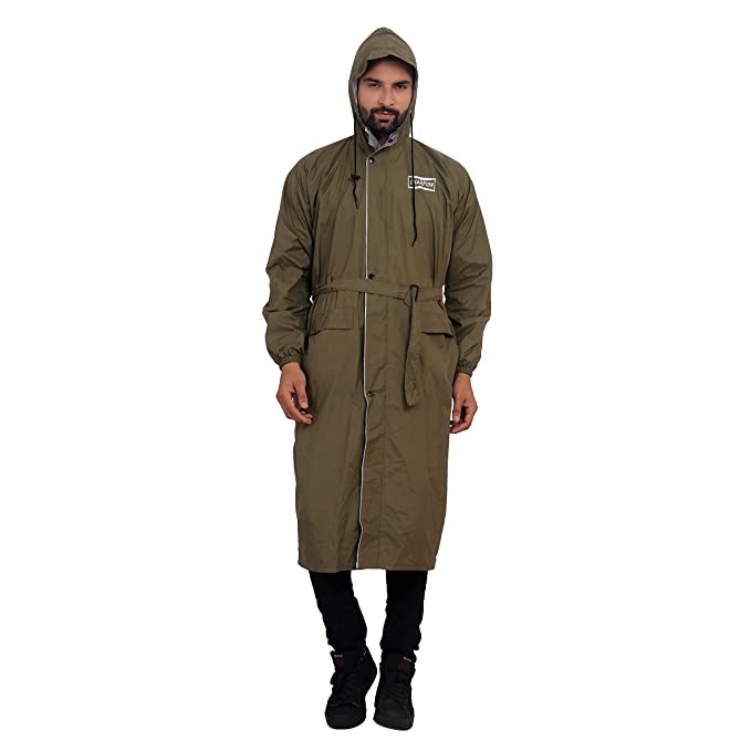The Clownfish Rain Coat for Men Waterproof Raincoat Nylon Reversible Double Layer Longcoat For Men Bike Rain Suit Rain Jacket Suit Inner Mobile Pocket with Storage Bag