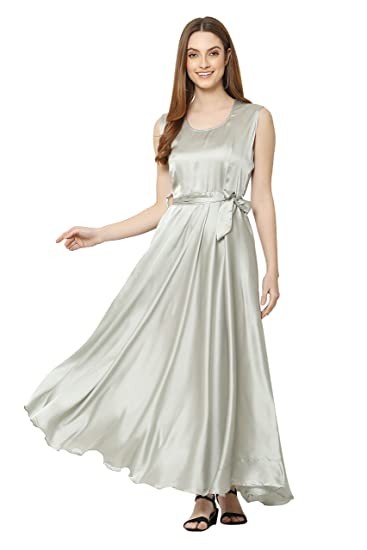Berlin Club Women's Satin Fit & Flared Maxi Dress/Anarkali Dress/Gown/Long Frock for Women and Girls