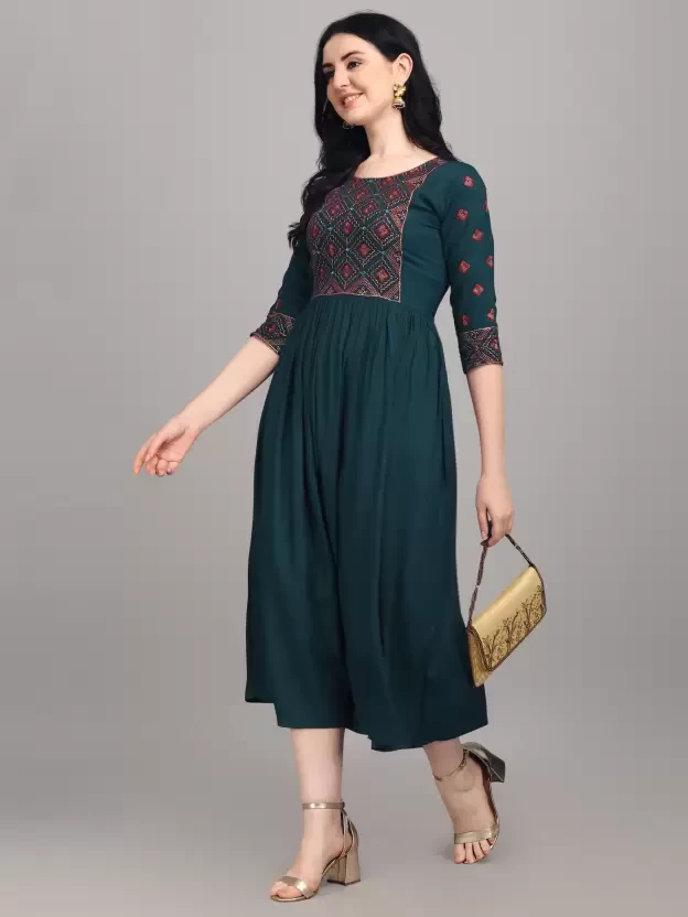 Women A-line Blue Dress