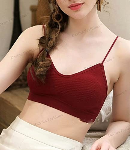 DAVINA FASHIONS Camisole Sports Yoga Tank top with Straps for Women's and Girls Free Size (26 to 34 Bust-Size) (Removable Pad)