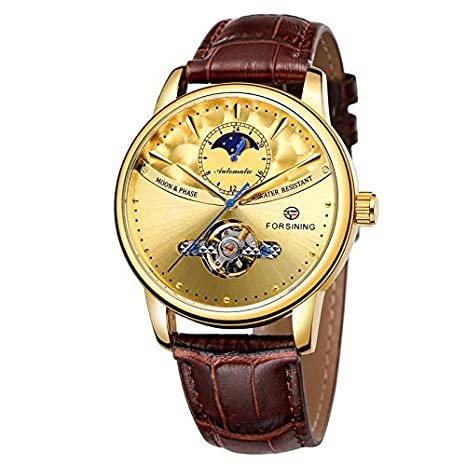 Forsining Tourbilion Moon Phase Automatic Mechanical Analog Multicolor Dial Men's Watch - FSG8179