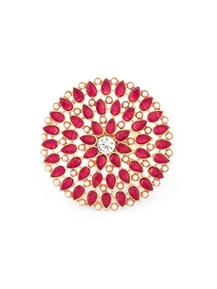 Zaveri Pearls Floral Look Pink Finger Ring For Women-ZPFK9148