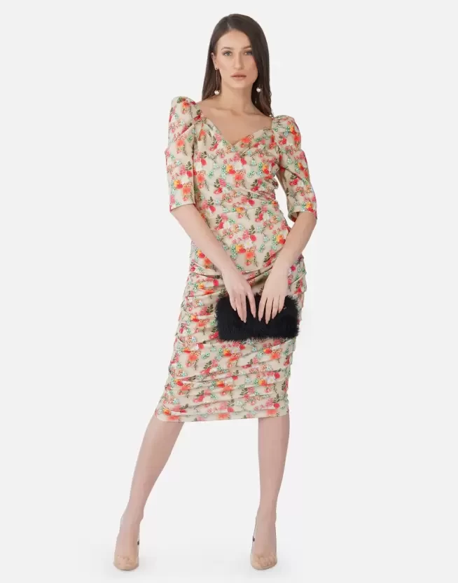 Women Sheath Beige Dress