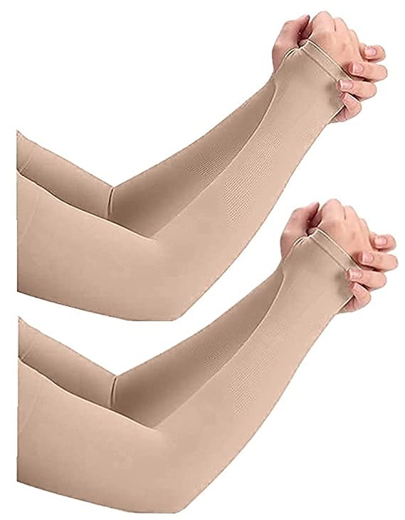 YOGJAT 2 Pairs Arm Sleeves Men & Women Sunlight Protection Protection from Dust, Pollution, Sunburn, UV Protection - Suitable for, Sports - Hand Summer Gloves - Combo Pack of 2